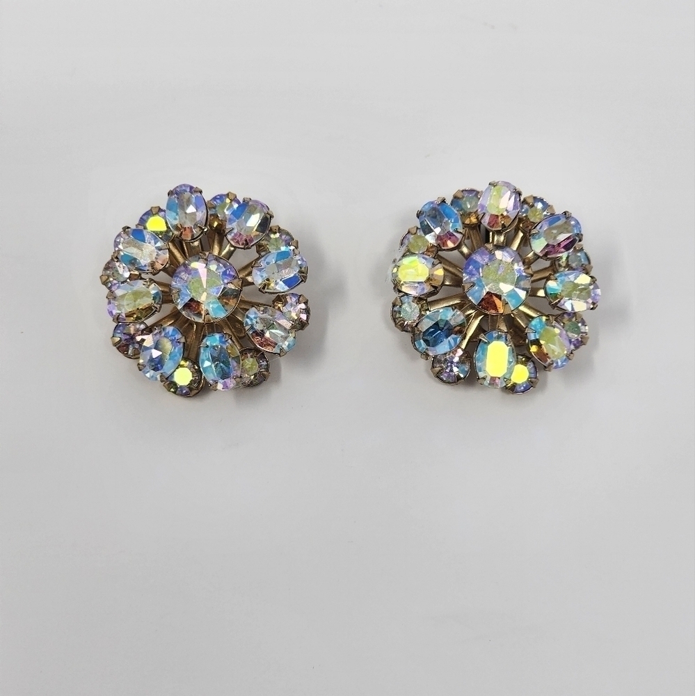 VINTAGE RINESTONE CLIP-ON EARRINGS - Picture 4 of 4
